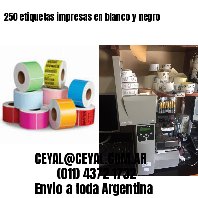 250 etiquetas impresas en blanco y negro