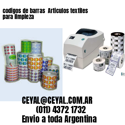 codigos de barras 	Articulos textiles para limpieza