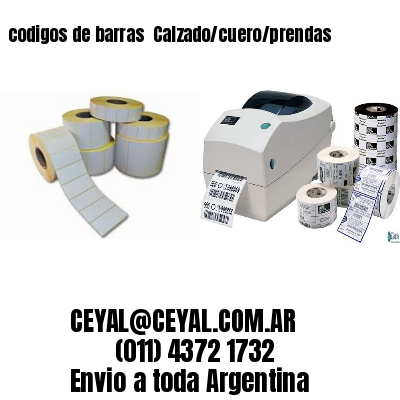 codigos de barras 	Calzado/cuero/prendas