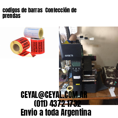 codigos de barras 	Confección de prendas