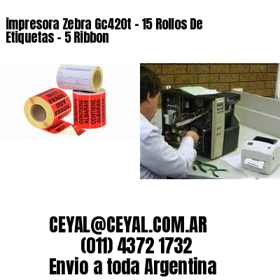 impresora Zebra Gc420t – 15 Rollos De Etiquetas – 5 Ribbon