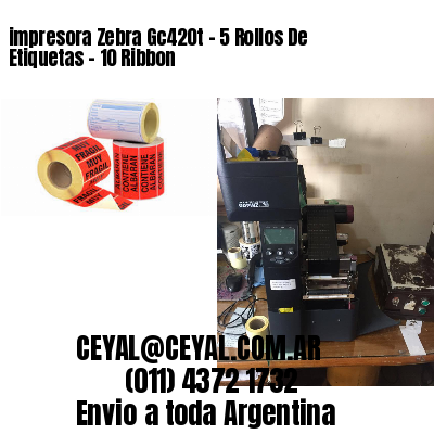 impresora Zebra Gc420t – 5 Rollos De Etiquetas – 10 Ribbon