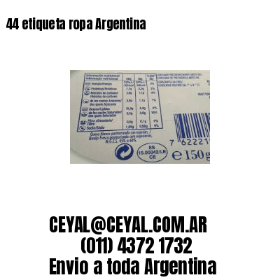 44 etiqueta ropa Argentina