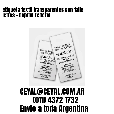 etiqueta textil transparentes con talle letras – Capital Federal