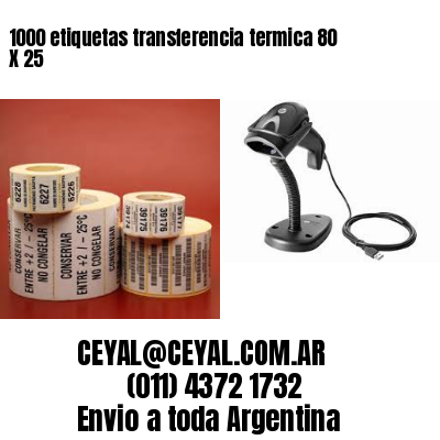 1000 etiquetas transferencia termica 80 X 25
