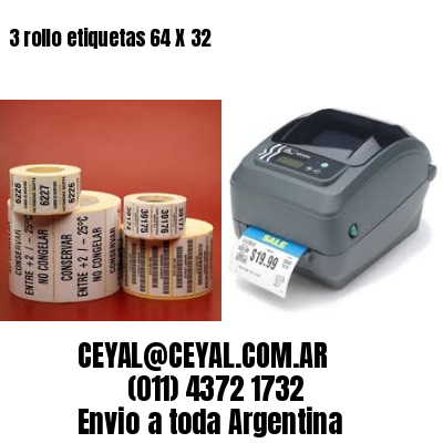 3 rollo etiquetas 64 X 32