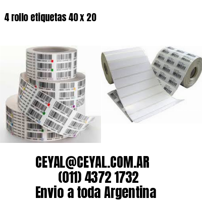 4 rollo etiquetas 40 x 20