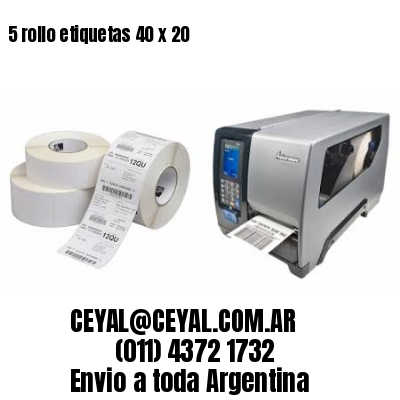 5 rollo etiquetas 40 x 20