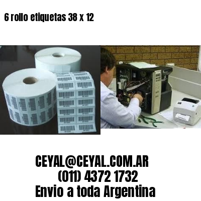 6 rollo etiquetas 38 x 12