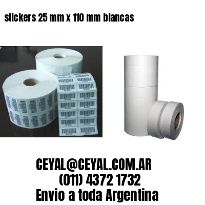 stickers 25 mm x 110 mm	blancas