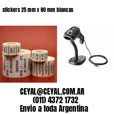 stickers 25 mm x 80 mm	blancas
