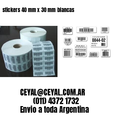 stickers 40 mm x 30 mm	blancas