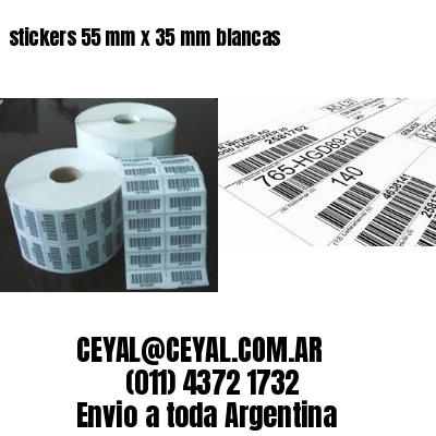 stickers 55 mm x 35 mm	blancas