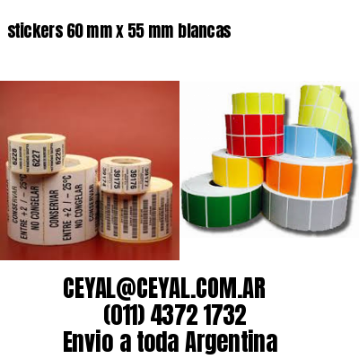 stickers 60 mm x 55 mm	blancas
