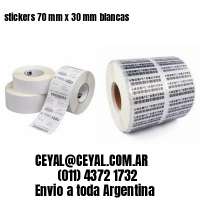 stickers 70 mm x 30 mm	blancas