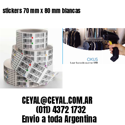 stickers 70 mm x 80 mm	blancas