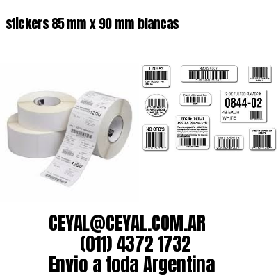 stickers 85 mm x 90 mm	blancas