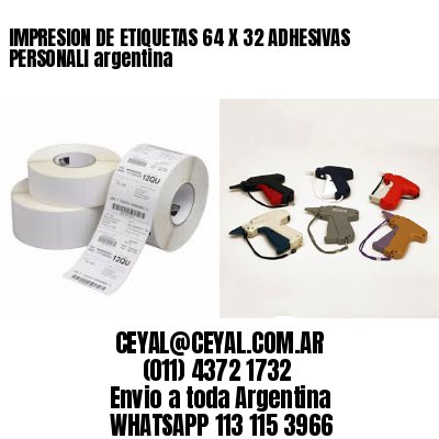 IMPRESION DE ETIQUETAS 64 X 32 ADHESIVAS PERSONALI argentina