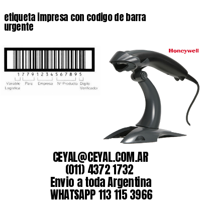 etiqueta impresa con codigo de barra urgente