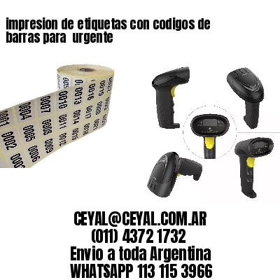 impresion de etiquetas con codigos de barras para  urgente