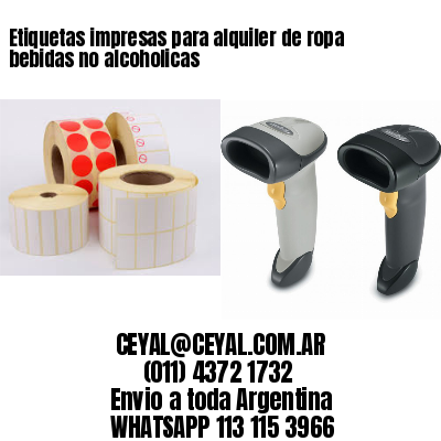Etiquetas impresas para alquiler de ropa bebidas no alcoholicas