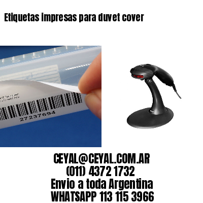 Etiquetas impresas para duvet cover