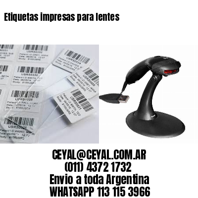 Etiquetas impresas para lentes