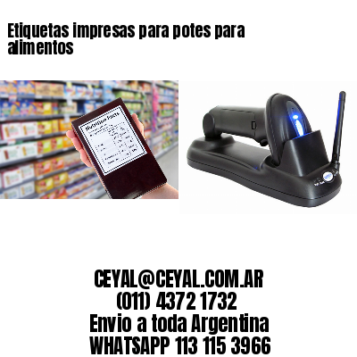 Etiquetas impresas para potes para alimentos