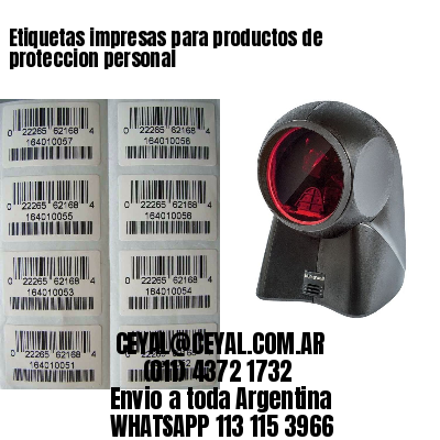 Etiquetas impresas para productos de proteccion personal