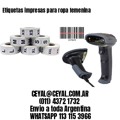 Etiquetas impresas para ropa femenina