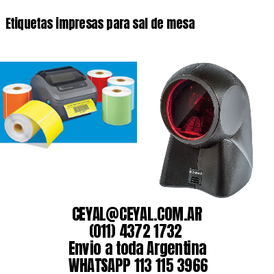 Etiquetas impresas para sal de mesa