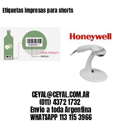 Etiquetas impresas para shorts