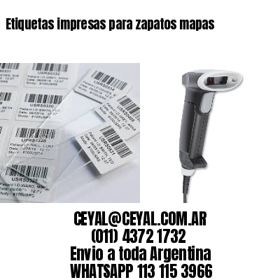 Etiquetas impresas para zapatos mapas