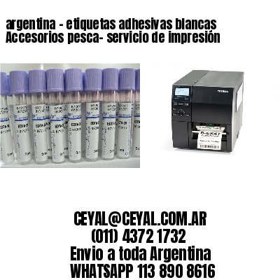 argentina – etiquetas adhesivas blancas Accesorios pesca- servicio de impresión