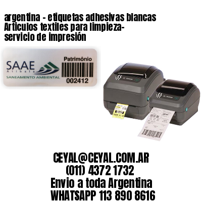 argentina – etiquetas adhesivas blancas Articulos textiles para limpieza- servicio de impresión