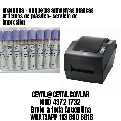 argentina – etiquetas adhesivas blancas Artículos de plástico- servicio de impresión