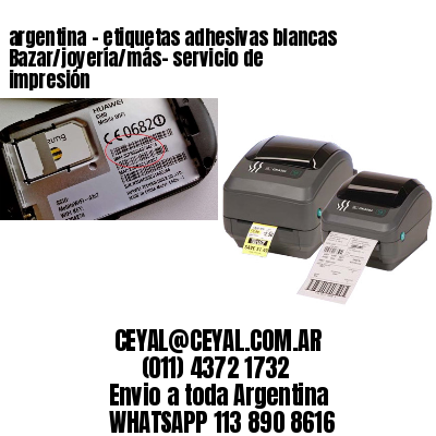 argentina - etiquetas adhesivas blancas Bazar/joyería/más- servicio de impresión