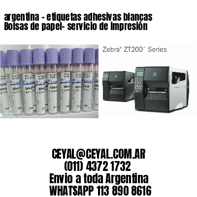 argentina - etiquetas adhesivas blancas Bolsas de papel- servicio de impresión