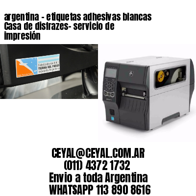 argentina - etiquetas adhesivas blancas Casa de disfrazes- servicio de impresión