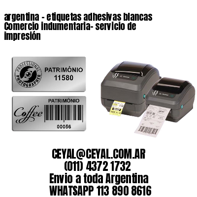 argentina - etiquetas adhesivas blancas Comercio indumentaria- servicio de impresión