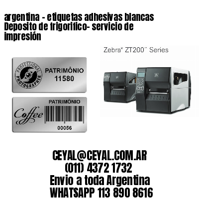 argentina – etiquetas adhesivas blancas Deposito de frigorifico- servicio de impresión