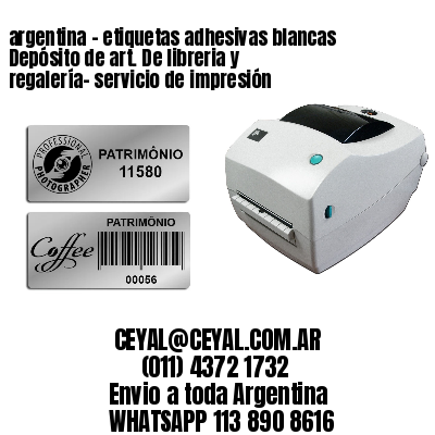 argentina - etiquetas adhesivas blancas Depósito de art. De libreria y regalería- servicio de impresión