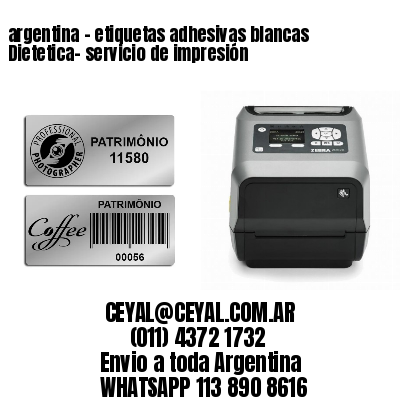 argentina - etiquetas adhesivas blancas Dietetica- servicio de impresión