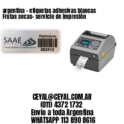 argentina - etiquetas adhesivas blancas Frutas secas- servicio de impresión