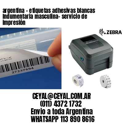 argentina - etiquetas adhesivas blancas Indumentaria masculina- servicio de impresión