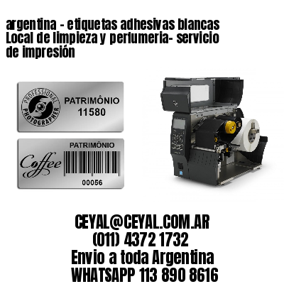 argentina - etiquetas adhesivas blancas Local de limpieza y perfumeria- servicio de impresión