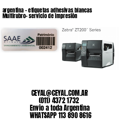 argentina - etiquetas adhesivas blancas Multirubro- servicio de impresión