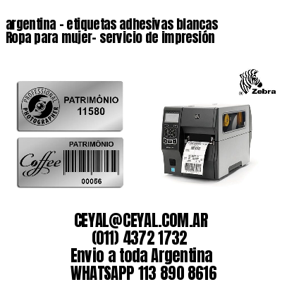 argentina - etiquetas adhesivas blancas Ropa para mujer- servicio de impresión