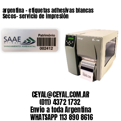 argentina - etiquetas adhesivas blancas Secos- servicio de impresión