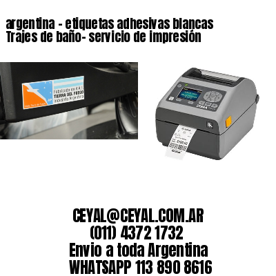 argentina - etiquetas adhesivas blancas Trajes de baño- servicio de impresión